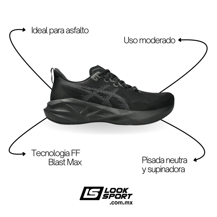 Tenis ASICS Novablast 5 Hombre Negro Running