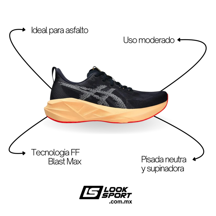 Tenis ASICS Novablast 5 Hombre Negro Running