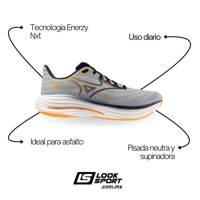 Tenis MIZUNO Wave Rider 29 Hombre Azul Running