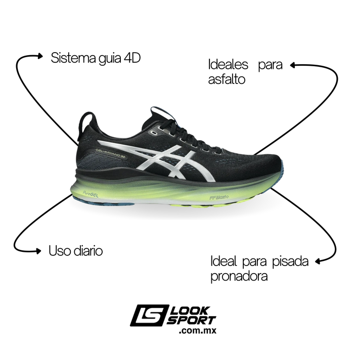 Tenis ASICS Gel Kayano 32 Hombre Negro Running