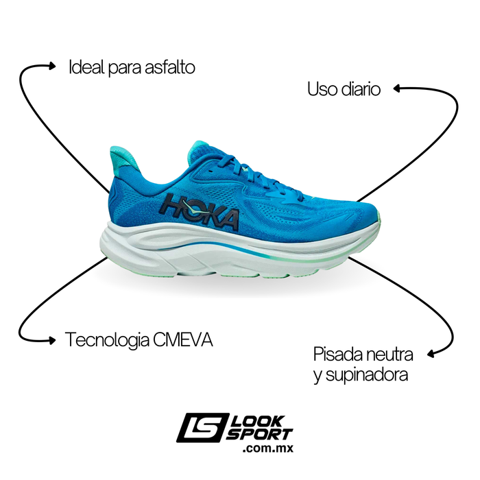 Tenis HOKA Clifton 10 Hombre Azul Running