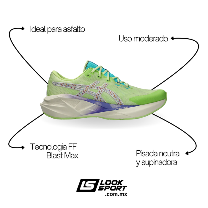 Tenis ASICS Novablast 5 Hombre Verde Running S/STOCK PLNC