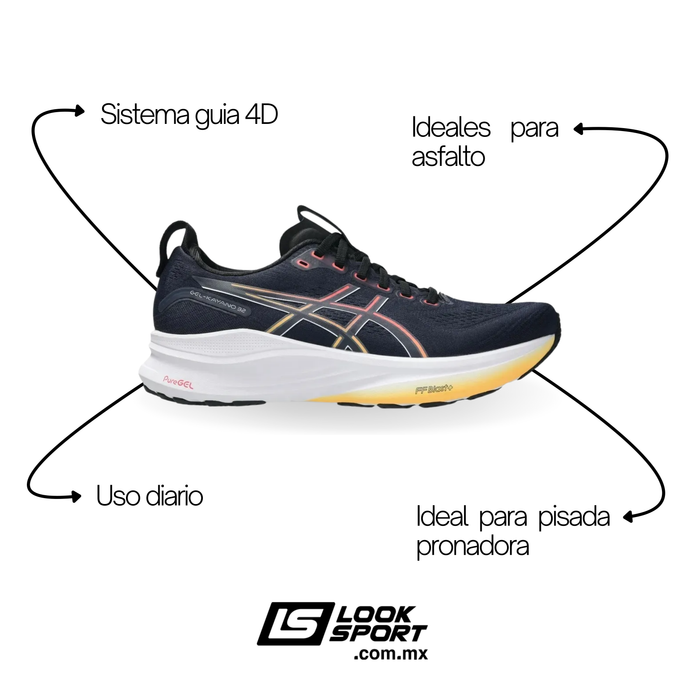 Tenis ASICS Gel Kayano 32 Hombre Negro Running