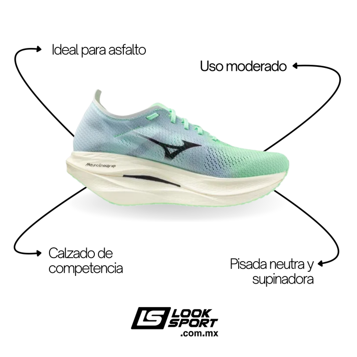 Tenis MIZUNO Wabe Rebellion Pro 3 Hombre Azul Running